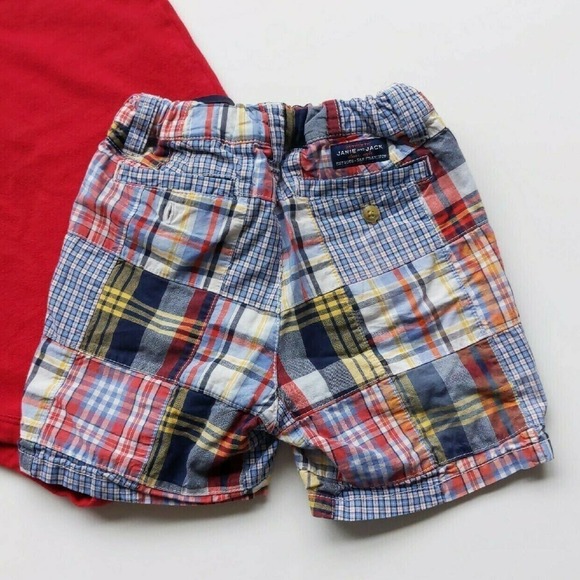 J&J Bundle Red, White, & Blue 24m Plaid Shorts & Polo - Picture 3 of 5